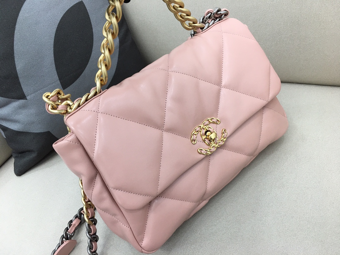 Lambskin 19 Large Handbag Flap Bag AS1161 Pink